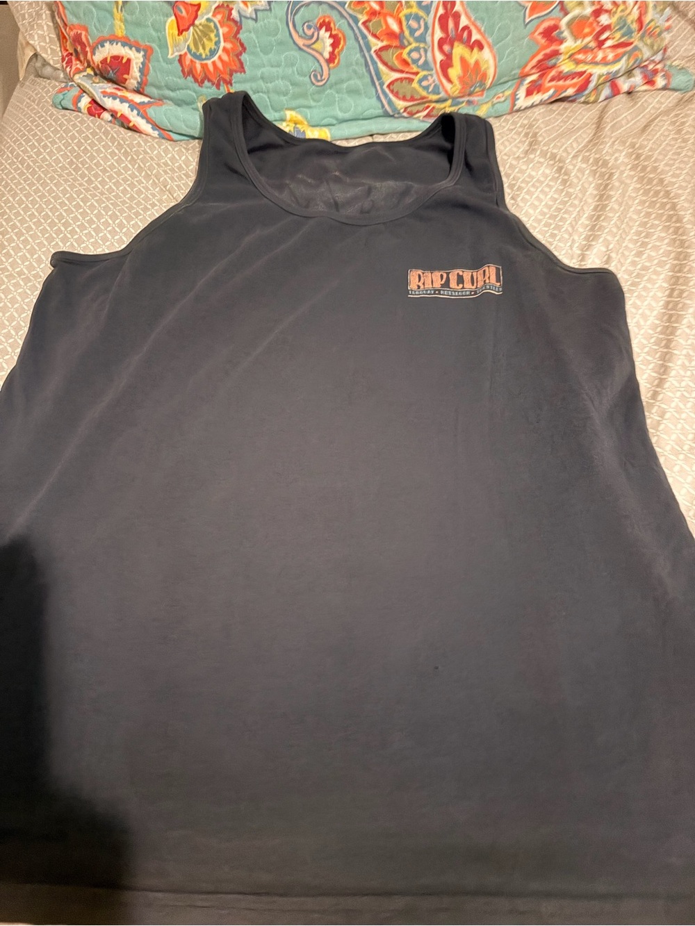 Rip Curl Men’s Black Tank Swim Rash Guard with Orange Logo